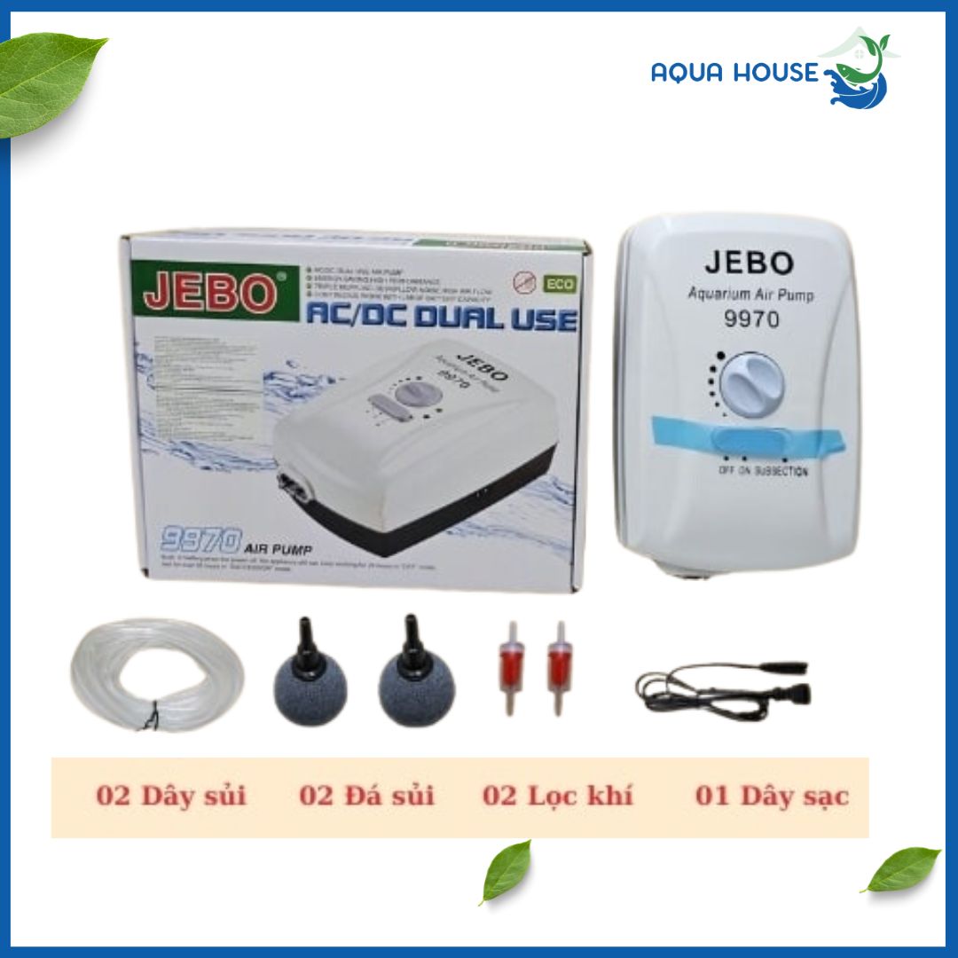 Máy Sủi Oxy Tích Điện Jebo 9970 9 máy oxy tích điện jebo 9970Máy oxy tích điện Jebo 9970 giúp duy trì lượng oxy ổn định cho hồ cá Koi.