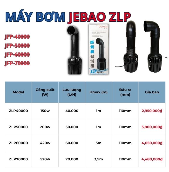 Các Lựa Chọn Máy Bơm Jebao Phù Hợp Cho Hồ Cá Koi Của Bạn 21 Bảng giá và thông số máy bơm jebao ZLP