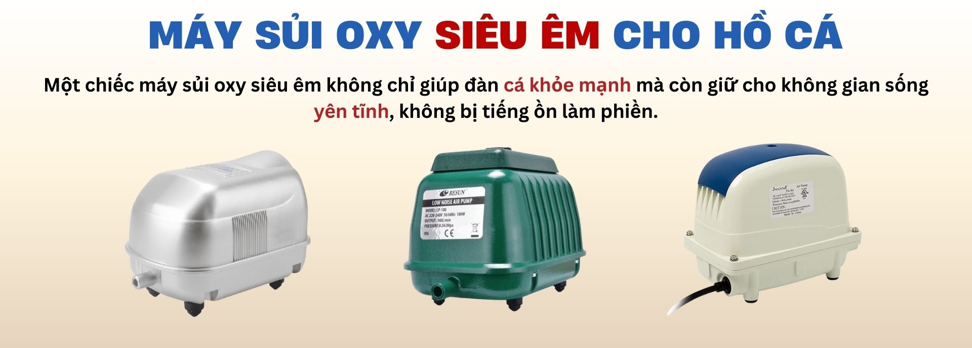 Các loại máy sủi oxy siêu êm cho hồ cá 