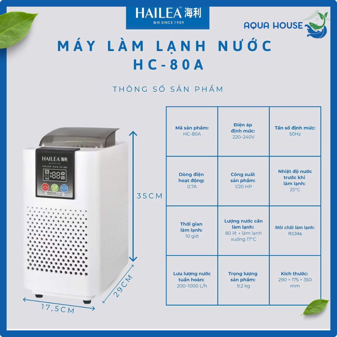 Máy Làm Lạnh Nước Hailea HC-80A 11 Thong so ky thuat may lam lanh ho casHC 80A